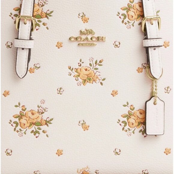 COACH CAL44 Mollie Tote Bag 25 Floral Print Double Face & Pebble Leather Chic - Picture 5 of 9